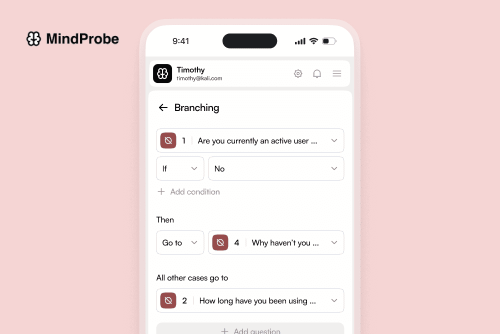 Flowchart bubble showing “If rating < 3 → ‘What went wrong?’”