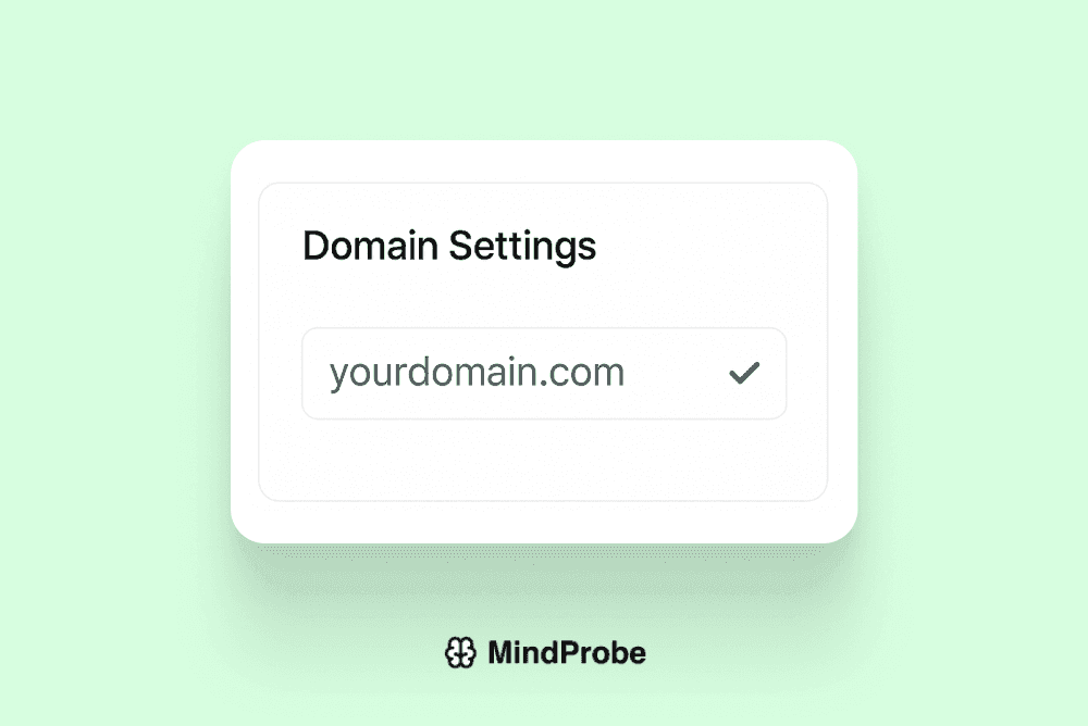 Screenshot of “Domain Settings” UI with custom URL field and status check