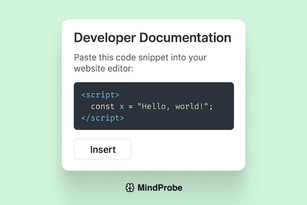 Code snippet input into a website