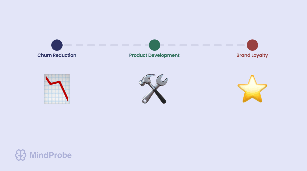 Icons illustrating various ways B2C brands can achieve ROI through survey insights.